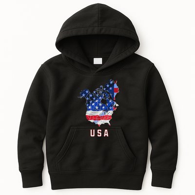 Usa And Canada Map Annex Canada 51st State Trump Greenland Kids Hoodie