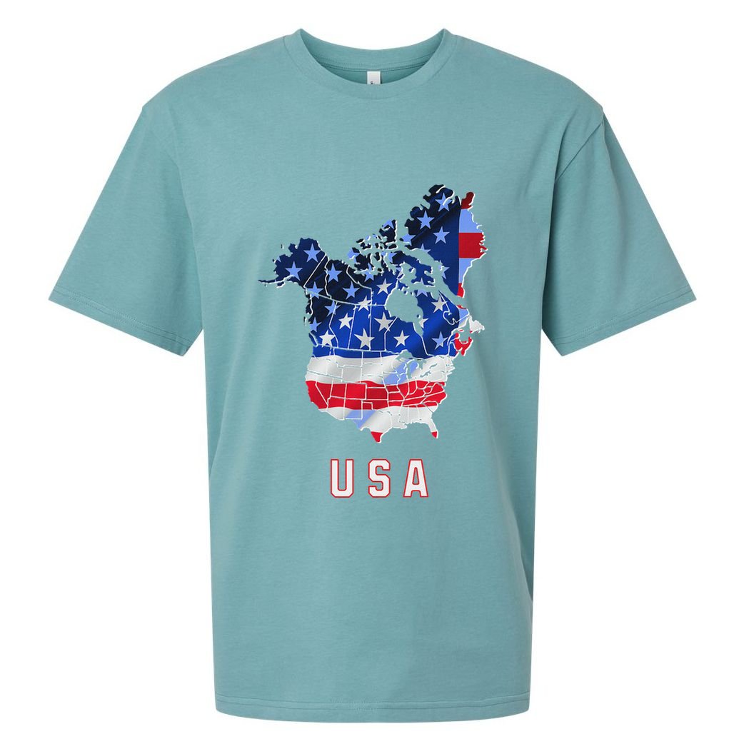 Usa And Canada Map Annex Canada 51st State Trump Greenland Sueded Cloud Jersey T-Shirt
