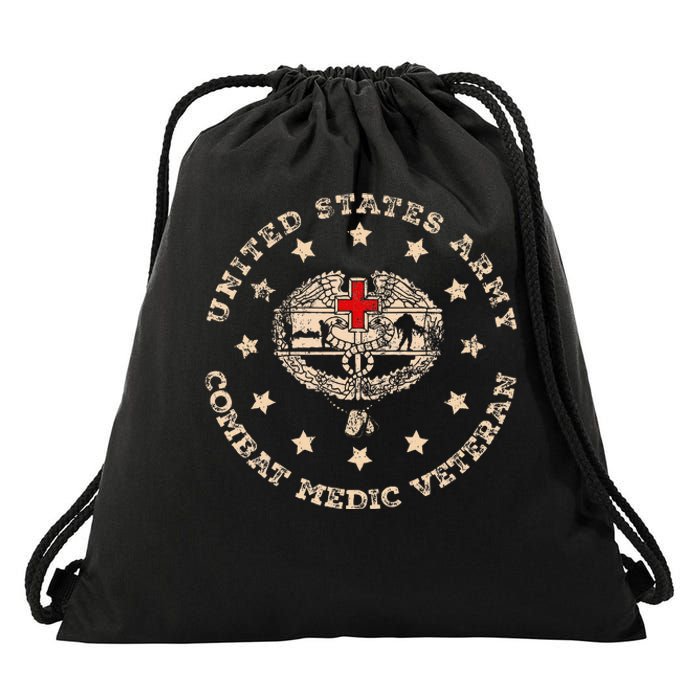 U.S Army Combat Medic Veteran Medical Military Flag Vintage Drawstring Bag