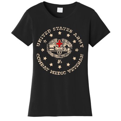 U.S Army Combat Medic Veteran Medical Military Flag Vintage Women's T-Shirt