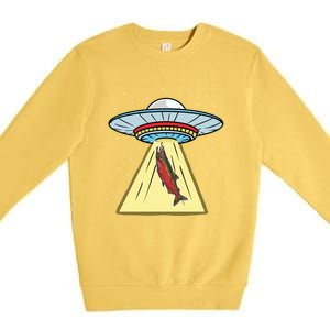 Ufo Abduction Coho Salmon Meaningful Gift Premium Crewneck Sweatshirt