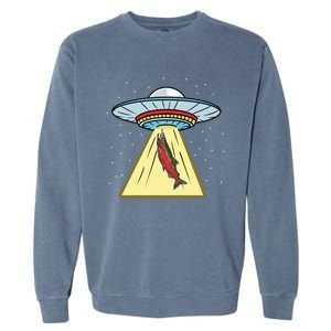 Ufo Abduction Coho Salmon Meaningful Gift Garment-Dyed Sweatshirt