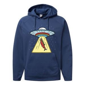 Ufo Abduction Coho Salmon Meaningful Gift Performance Fleece Hoodie