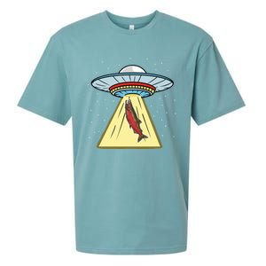 Ufo Abduction Coho Salmon Meaningful Gift Sueded Cloud Jersey T-Shirt