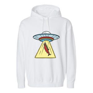 Ufo Abduction Coho Salmon Meaningful Gift Garment-Dyed Fleece Hoodie