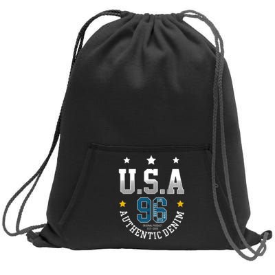 Usa Authantic Denim Sweatshirt Cinch Pack Bag