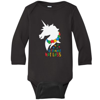 Unicorn Autism Different Not Less Autism Awareness Month Baby Long Sleeve Bodysuit