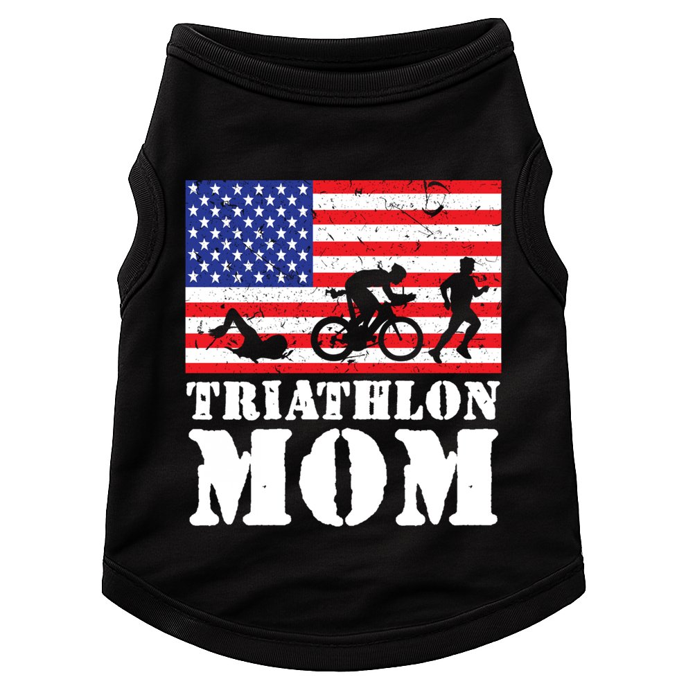 Usa American Distressed Flag Triathlon Mom For Her Gift Doggie Tank