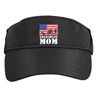 Usa American Distressed Flag Triathlon Mom For Her Gift Adult Drive Performance Visor
