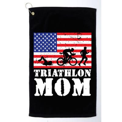 Usa American Distressed Flag Triathlon Mom For Her Gift Golf Towel