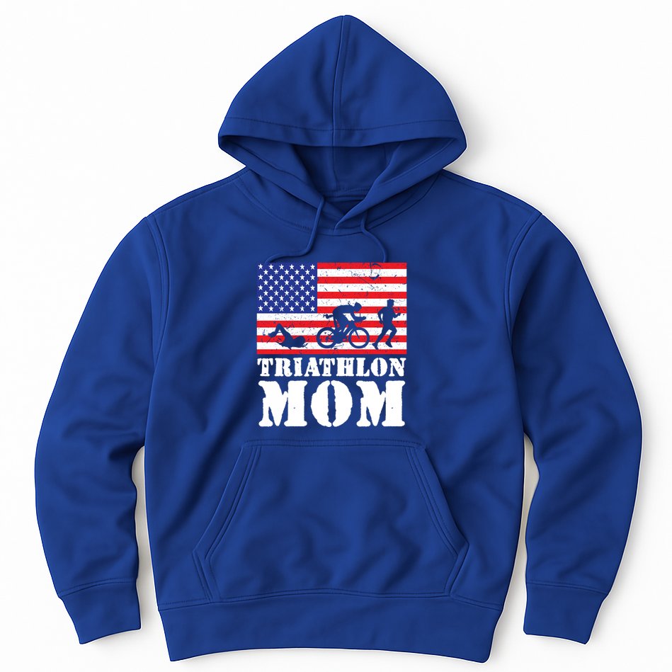 Usa American Distressed Flag Triathlon Mom For Her Gift Hoodie