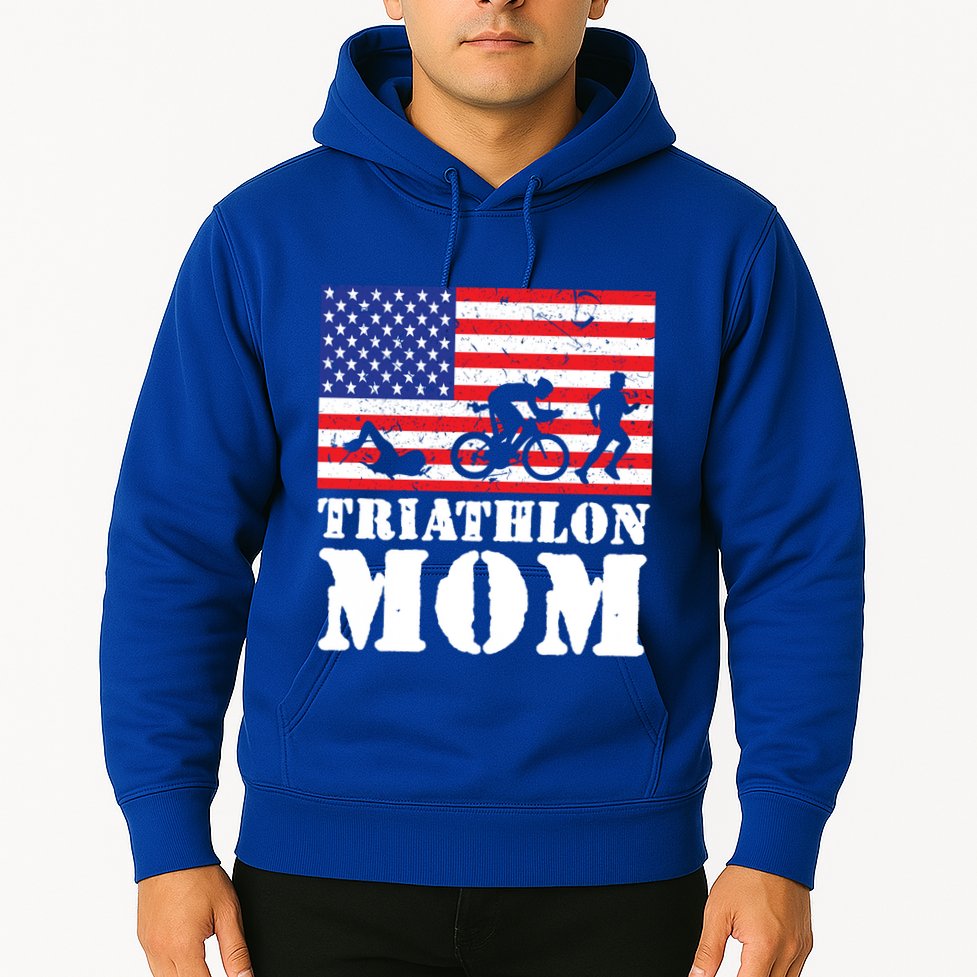 Usa American Distressed Flag Triathlon Mom For Her Gift Hoodie