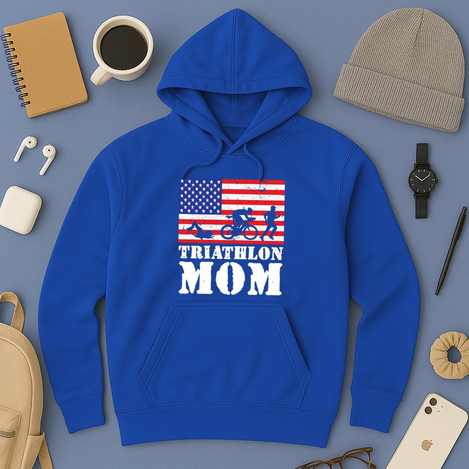 Usa American Distressed Flag Triathlon Mom For Her Gift Hoodie