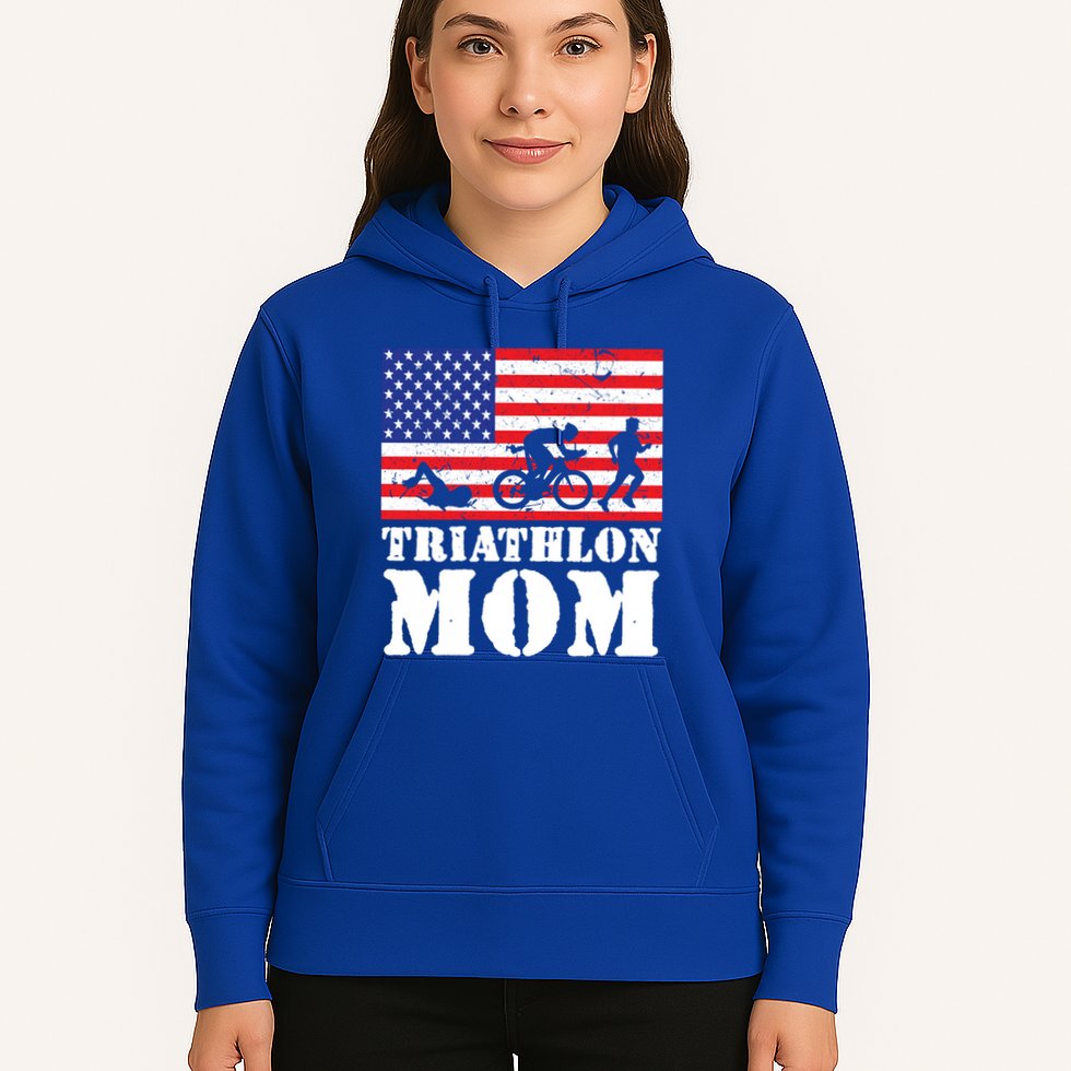 Usa American Distressed Flag Triathlon Mom For Her Gift Hoodie