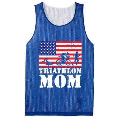 Usa American Distressed Flag Triathlon Mom For Her Gift Mesh Reversible Basketball Jersey Tank