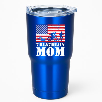 Usa American Distressed Flag Triathlon Mom For Her Gift Tumbler
