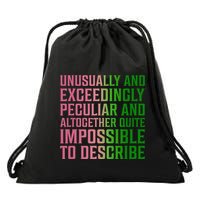 Unusually And Exceedingly Peculiar Pin.K And Green Drawstring Bag
