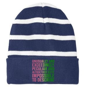 Unusually And Exceedingly Peculiar Pin.K And Green Striped Beanie with Solid Band