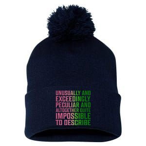 Unusually And Exceedingly Peculiar Pin.K And Green Pom Pom 12in Knit Beanie