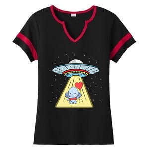 Ufo Abduction Elephant Valentines Day Meaningful Gift Ladies Halftime Notch Neck Tee