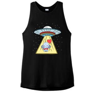 Ufo Abduction Elephant Valentines Day Meaningful Gift Ladies PosiCharge Tri-Blend Wicking Tank