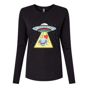 Ufo Abduction Elephant Valentines Day Meaningful Gift Womens Cotton Relaxed Long Sleeve T-Shirt