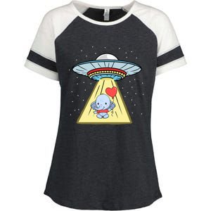 Ufo Abduction Elephant Valentines Day Meaningful Gift Enza Ladies Jersey Colorblock Tee