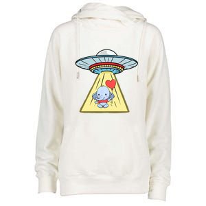 Ufo Abduction Elephant Valentines Day Meaningful Gift Womens Funnel Neck Pullover Hood