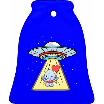 Ufo Abduction Elephant Valentines Day Meaningful Gift Ceramic Bell Ornament