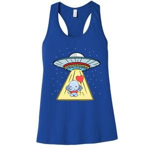 Ufo Abduction Elephant Valentines Day Meaningful Gift Women's Racerback Tank