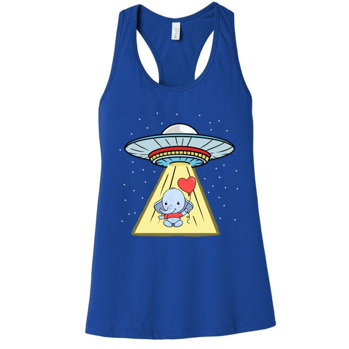 Ufo Abduction Elephant Valentines Day Meaningful Gift Women's Racerback Tank