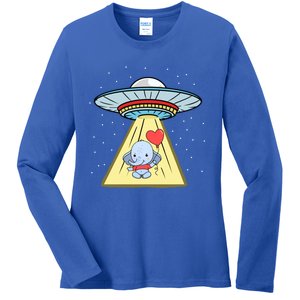 Ufo Abduction Elephant Valentines Day Meaningful Gift Ladies Long Sleeve Shirt