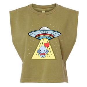 Ufo Abduction Elephant Valentines Day Meaningful Gift Garment-Dyed Women's Muscle Tee