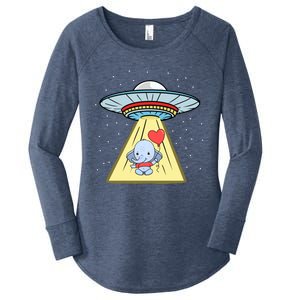 Ufo Abduction Elephant Valentines Day Meaningful Gift Women's Perfect Tri Tunic Long Sleeve Shirt