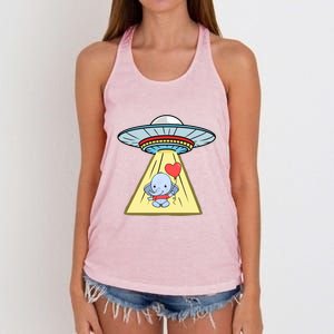 Ufo Abduction Elephant Valentines Day Meaningful Gift Women's Knotted Racerback Tank