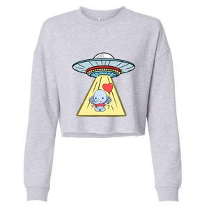 Ufo Abduction Elephant Valentines Day Meaningful Gift Cropped Pullover Crew