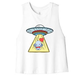 Ufo Abduction Elephant Valentines Day Meaningful Gift Women's Racerback Cropped Tank