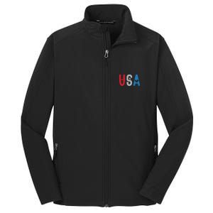 Usa America Est 1776 Patriotic 4th Of July Veteran Gift Core Soft Shell Jacket