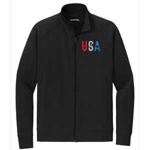 Usa America Est 1776 Patriotic 4th Of July Veteran Gift Stretch Full-Zip Cadet Jacket