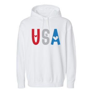 Usa America Est 1776 Patriotic 4th Of July Veteran Gift Garment-Dyed Fleece Hoodie