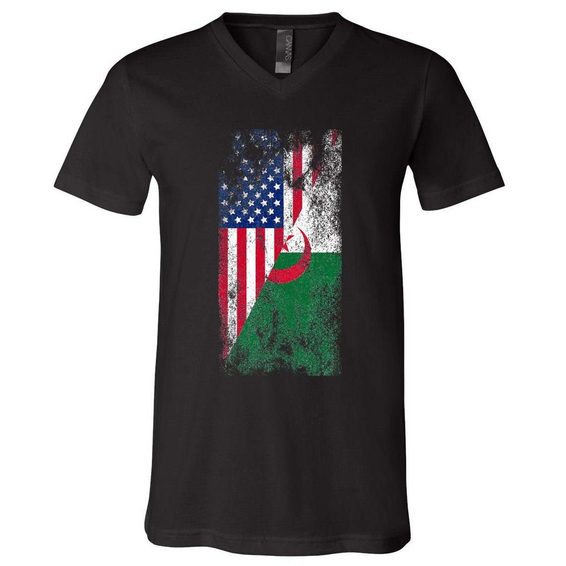 USA Algeria Flags United States of America Algerian V-Neck T-Shirt
