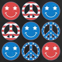 USA American Flag Peace Symbols Smiley Emoji 7 Panel Mesh Trucker Snapback Hat
