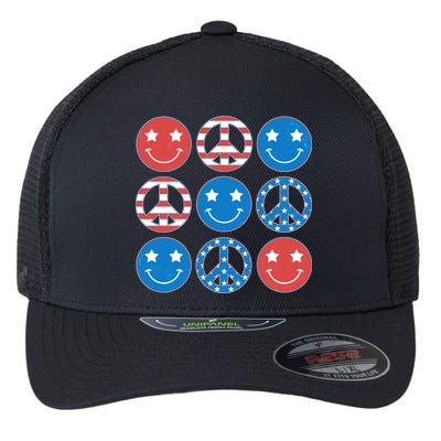USA American Flag Peace Symbols Smiley Emoji Flexfit Unipanel Trucker Cap