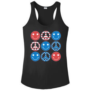 USA American Flag Peace Symbols Smiley Emoji Ladies PosiCharge Competitor Racerback Tank