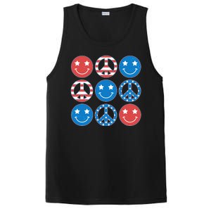 USA American Flag Peace Symbols Smiley Emoji PosiCharge Competitor Tank