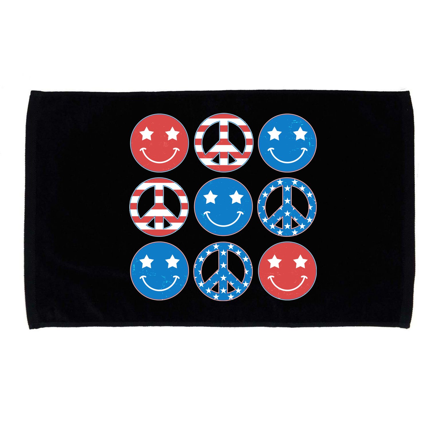 USA American Flag Peace Symbols Smiley Emoji Microfiber Hand Towel