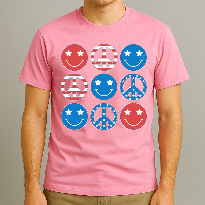 USA American Flag Peace Symbols Smiley Emoji T-Shirt