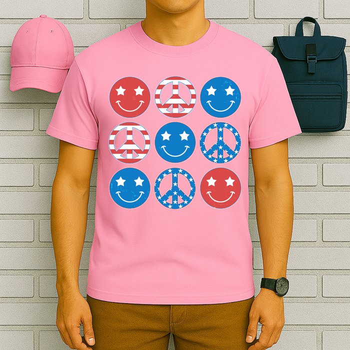 USA American Flag Peace Symbols Smiley Emoji T-Shirt