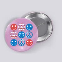 USA American Flag Peace Symbols Smiley Emoji Button