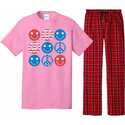 USA American Flag Peace Symbols Smiley Emoji Pajama Set